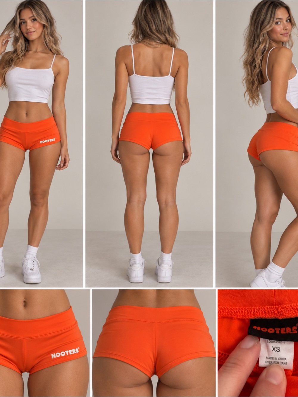 Hooters Women's Bright Orange Athletic Hot Shorts